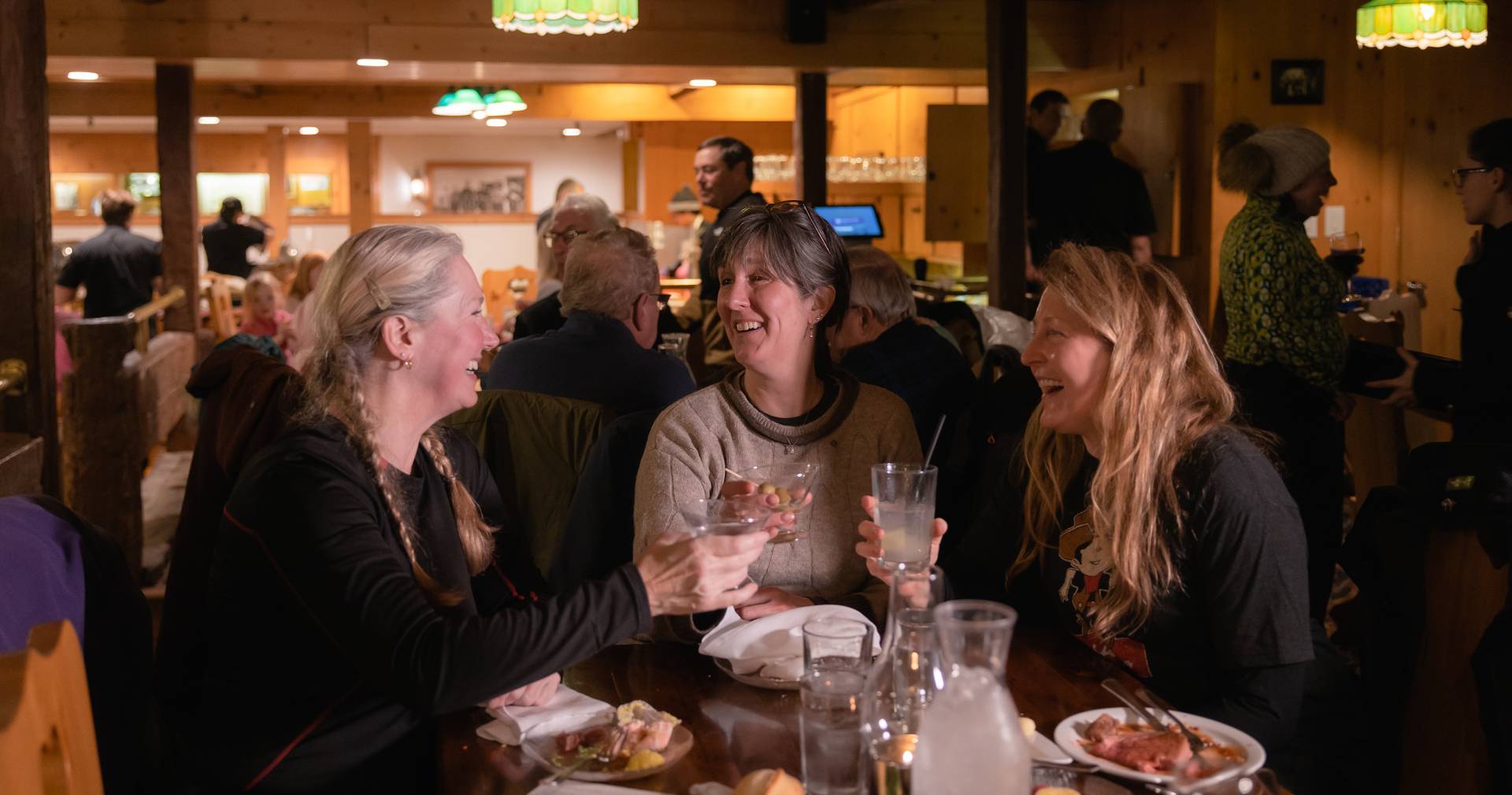 Ladies enjoying meal at Stein Eriksen's