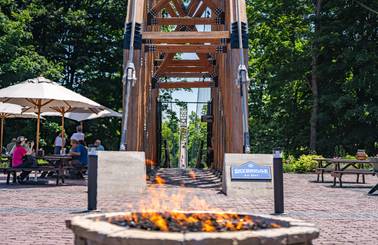 Fire pit at skybridge michigan in the summer