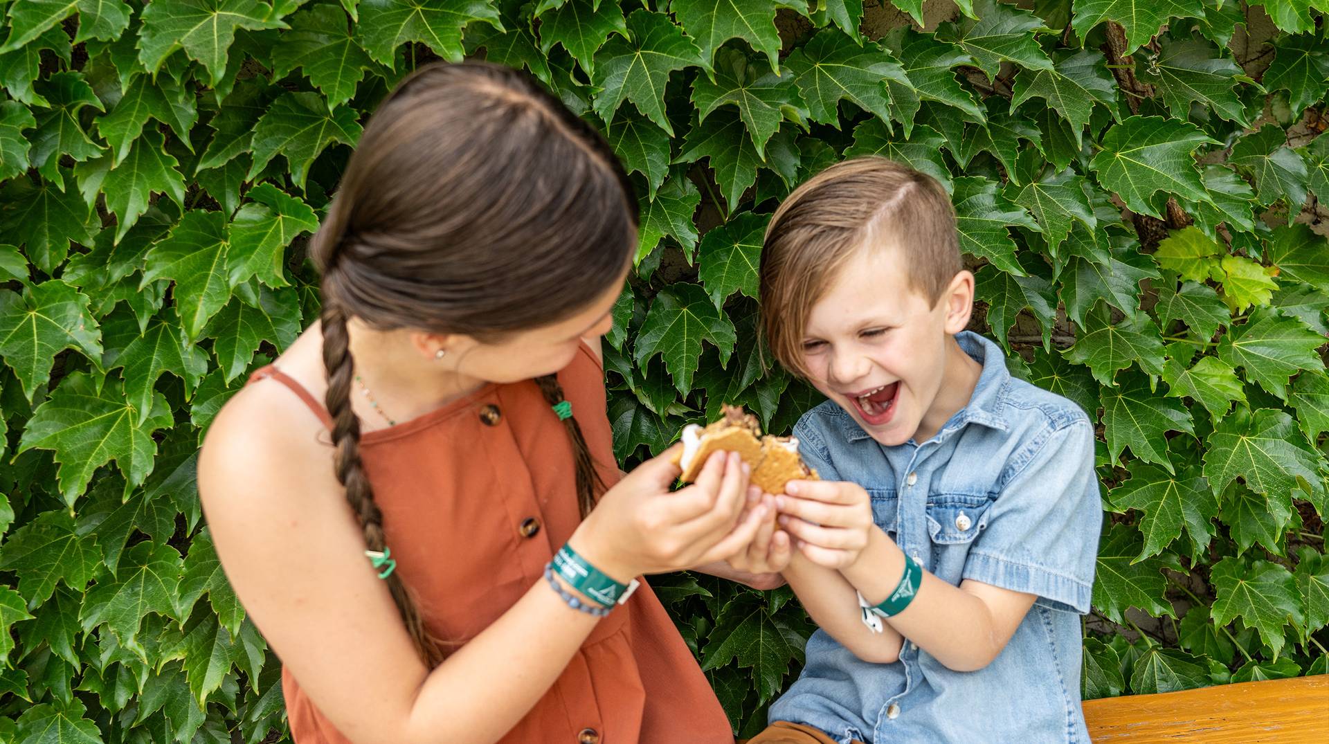 Kids toasting s'mores at Boyne Mountain