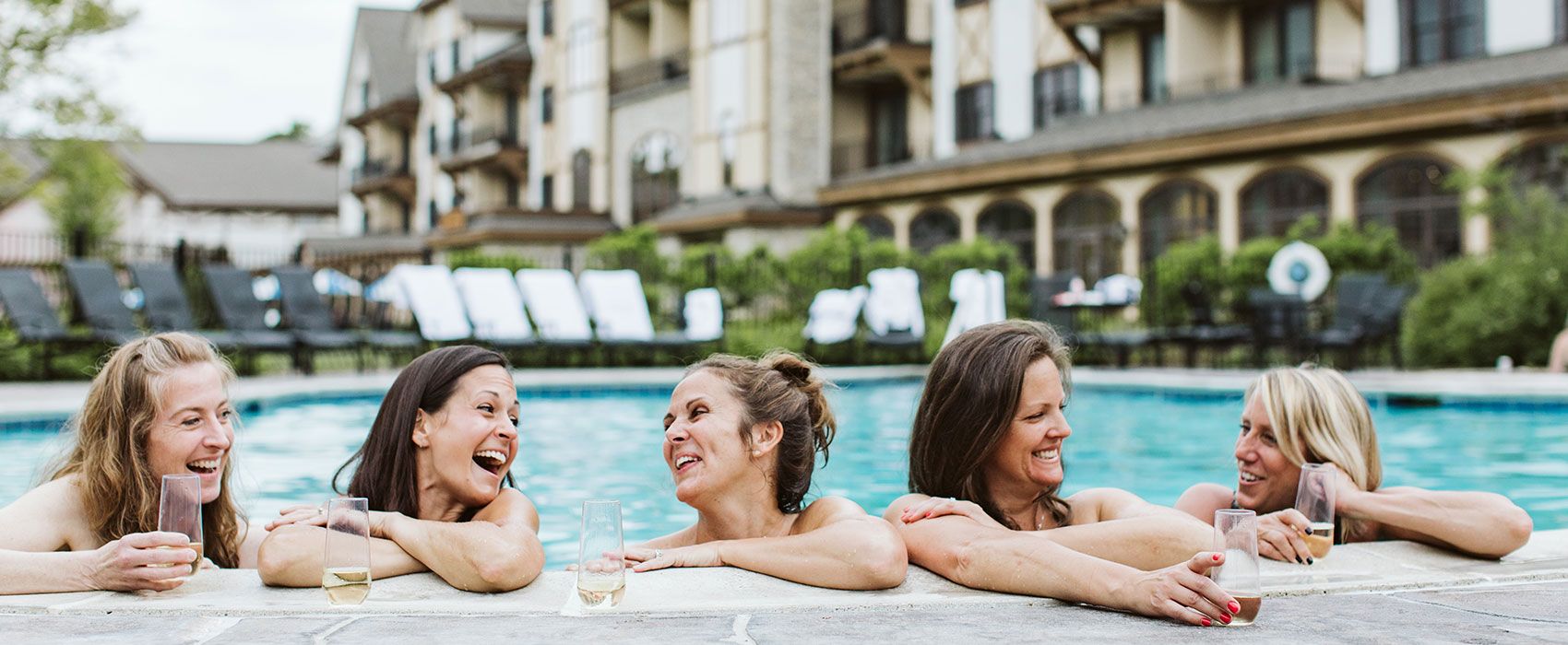 ladies in pool