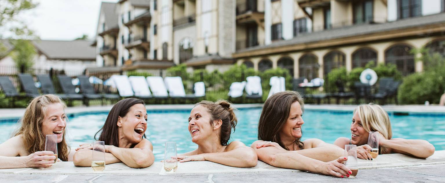 ladies in pool