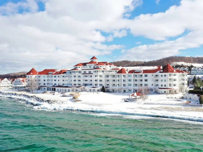 Winter water view of the Inn
