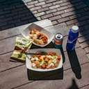 Pierogies and kielbasa on a picnic table at SkyBridge Michigan