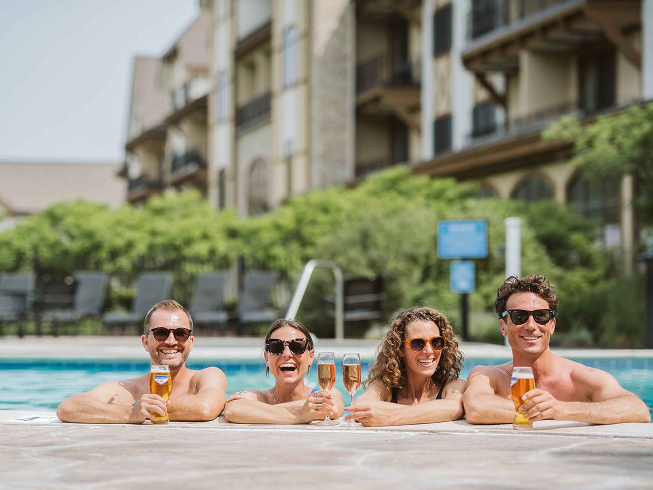 Pool Couples Smiling