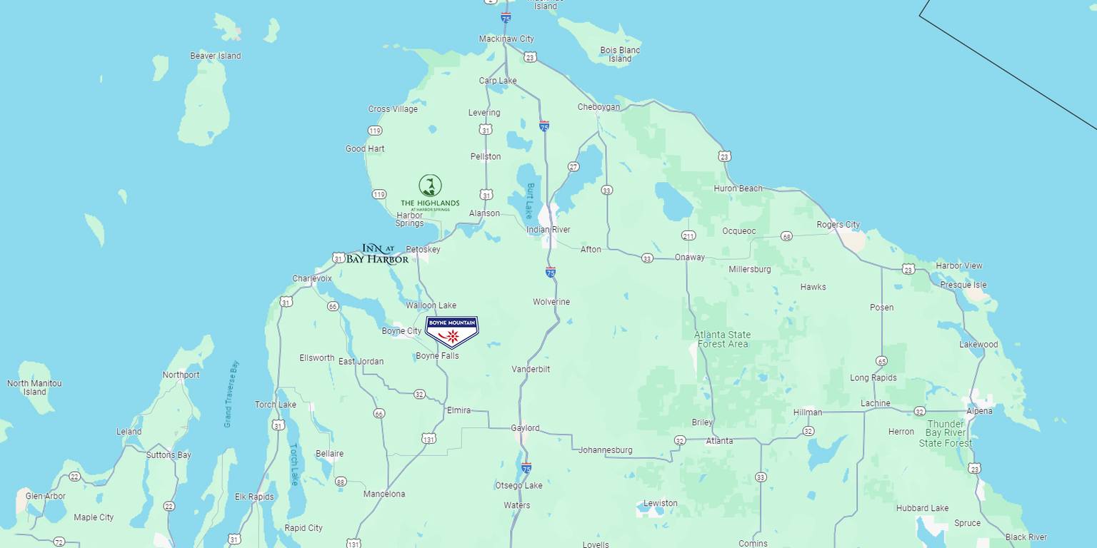 Map of Boyne Resorts Michigan Locations