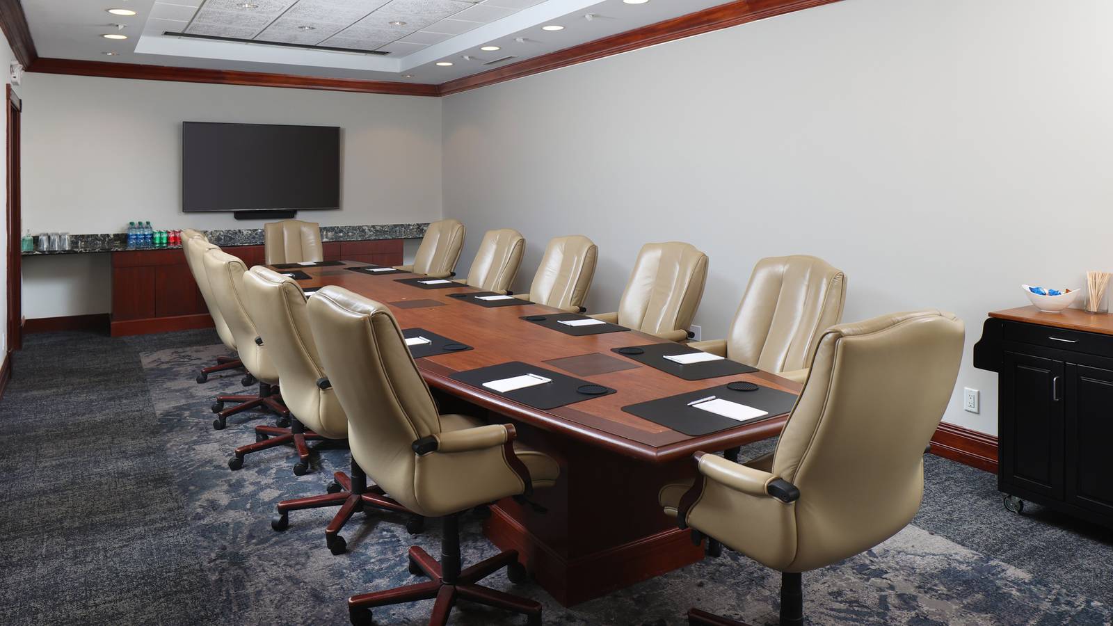 Cushman Boardroom meeting table and leather chairs