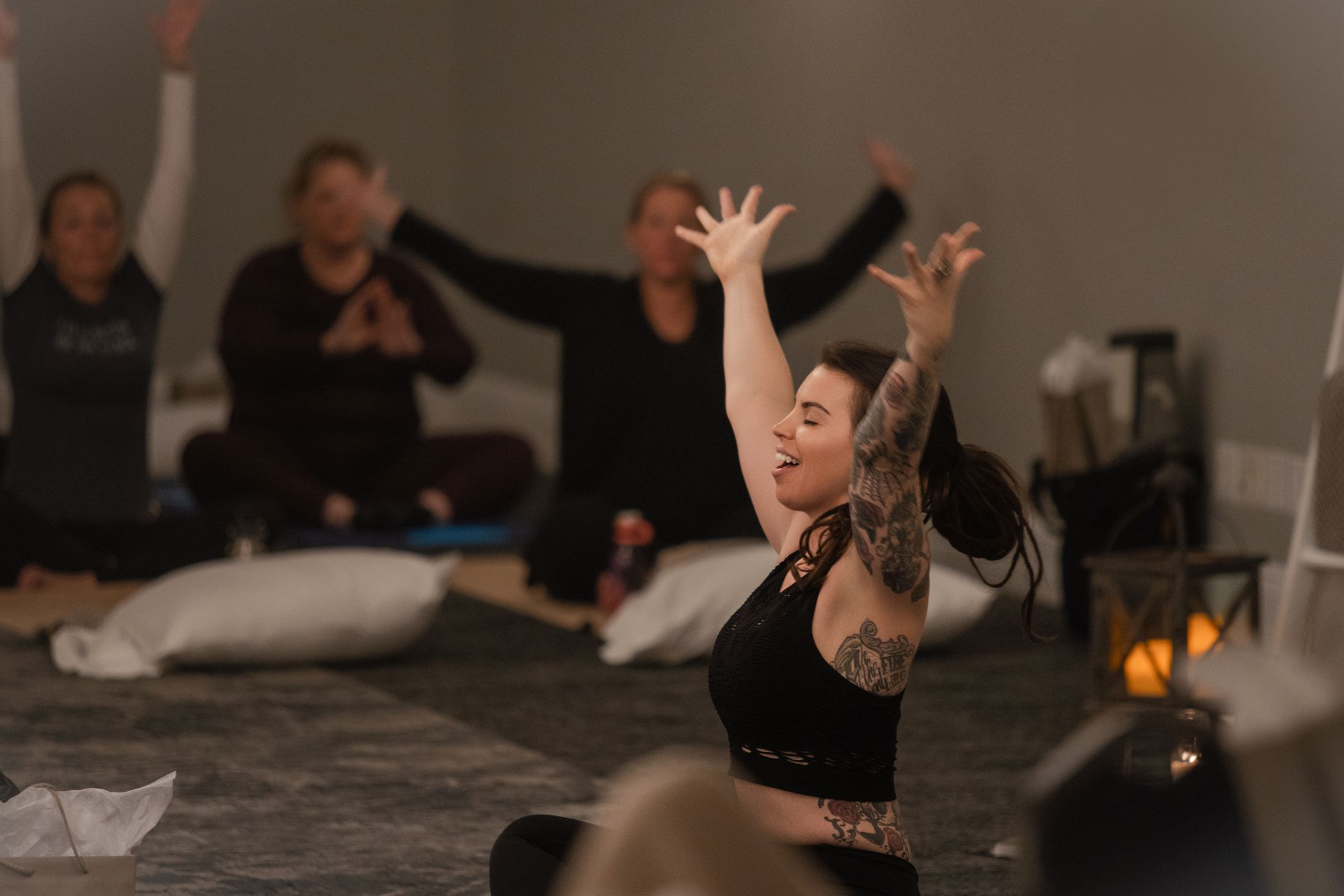 Lunar Renewal Wellness Retreat facilitator leads with open arms