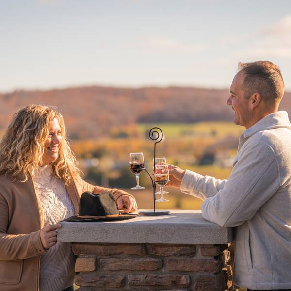 Couple tastes wine, Petoskey Farms