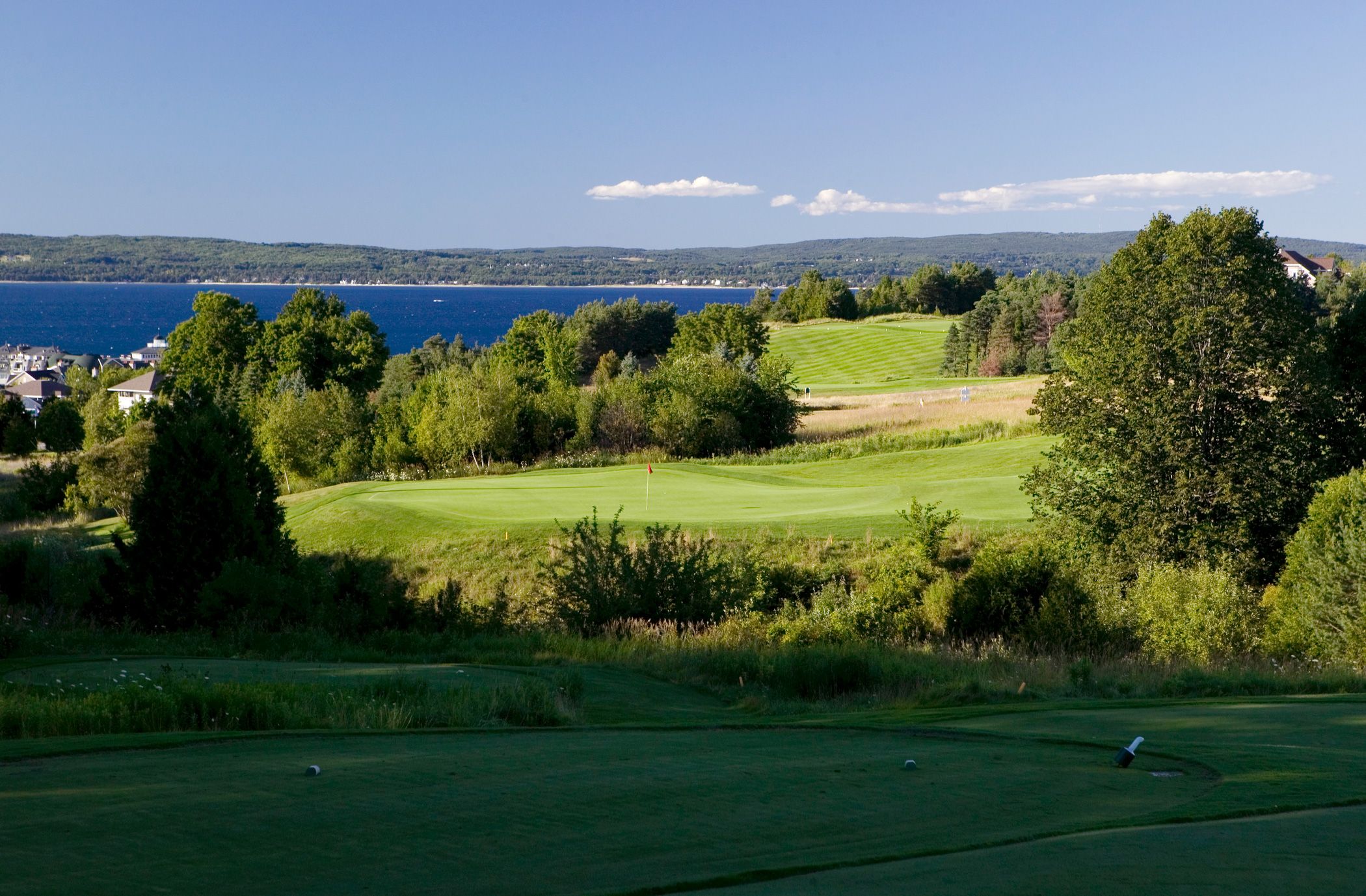 Crooked Tree Golf Club greens, Lake Michigan background