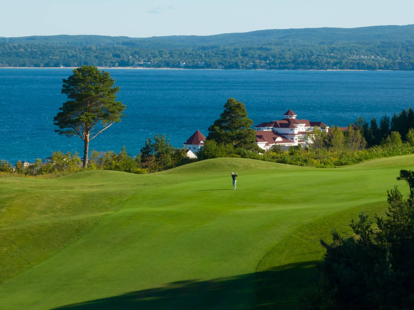 Golfer on Crooked Tree Golf Course, Inn at Bay Harbor on Lake Michigan
