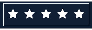 Five white starts on a blue background