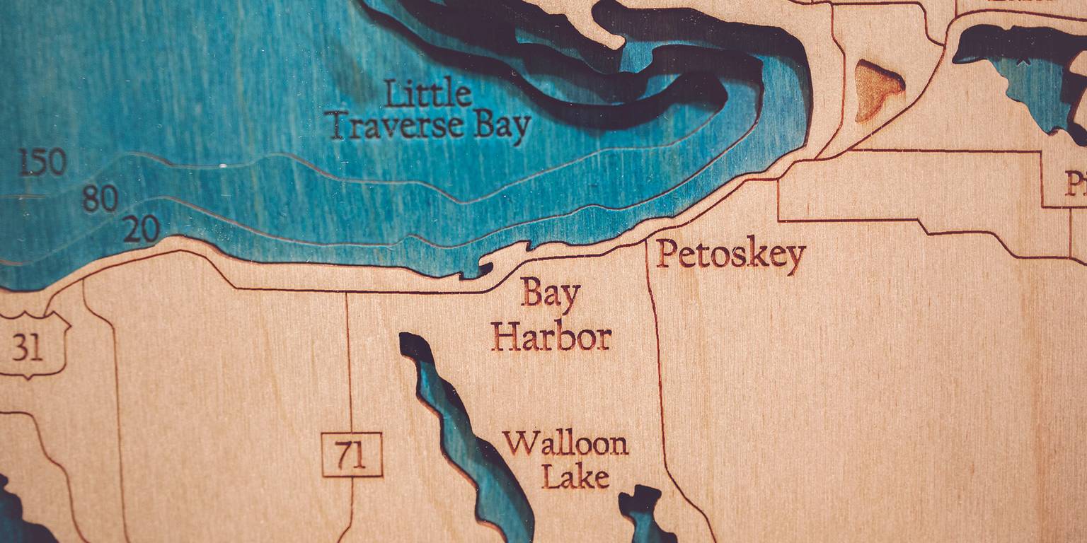 Inn at Bay Harbor wooden map art, Bay Harbor