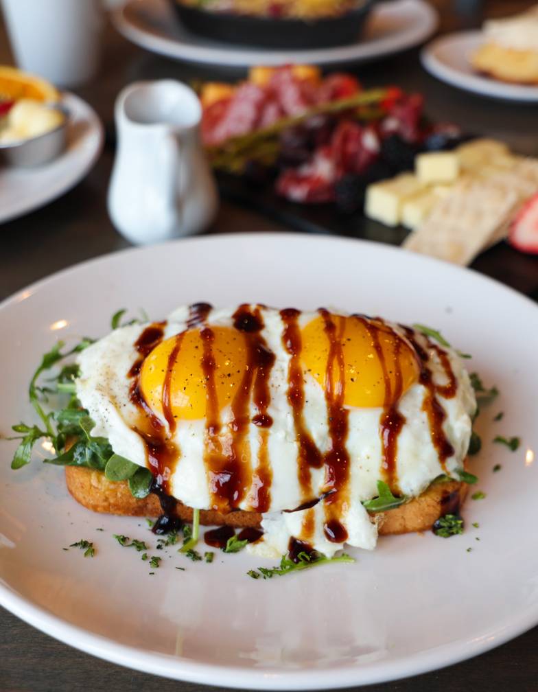 Breakfast Avocado Toast dish with coffee, other breakfast items, The Sagamore Room