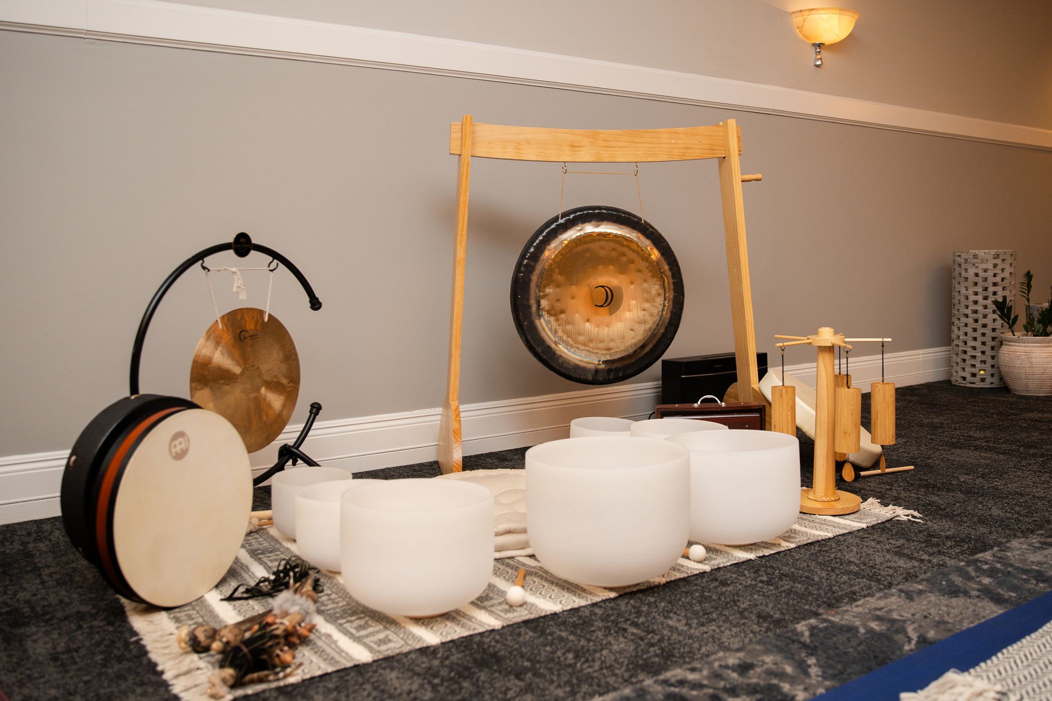 Lunar Renewal Wellness Retreat sound bath bowls and gong