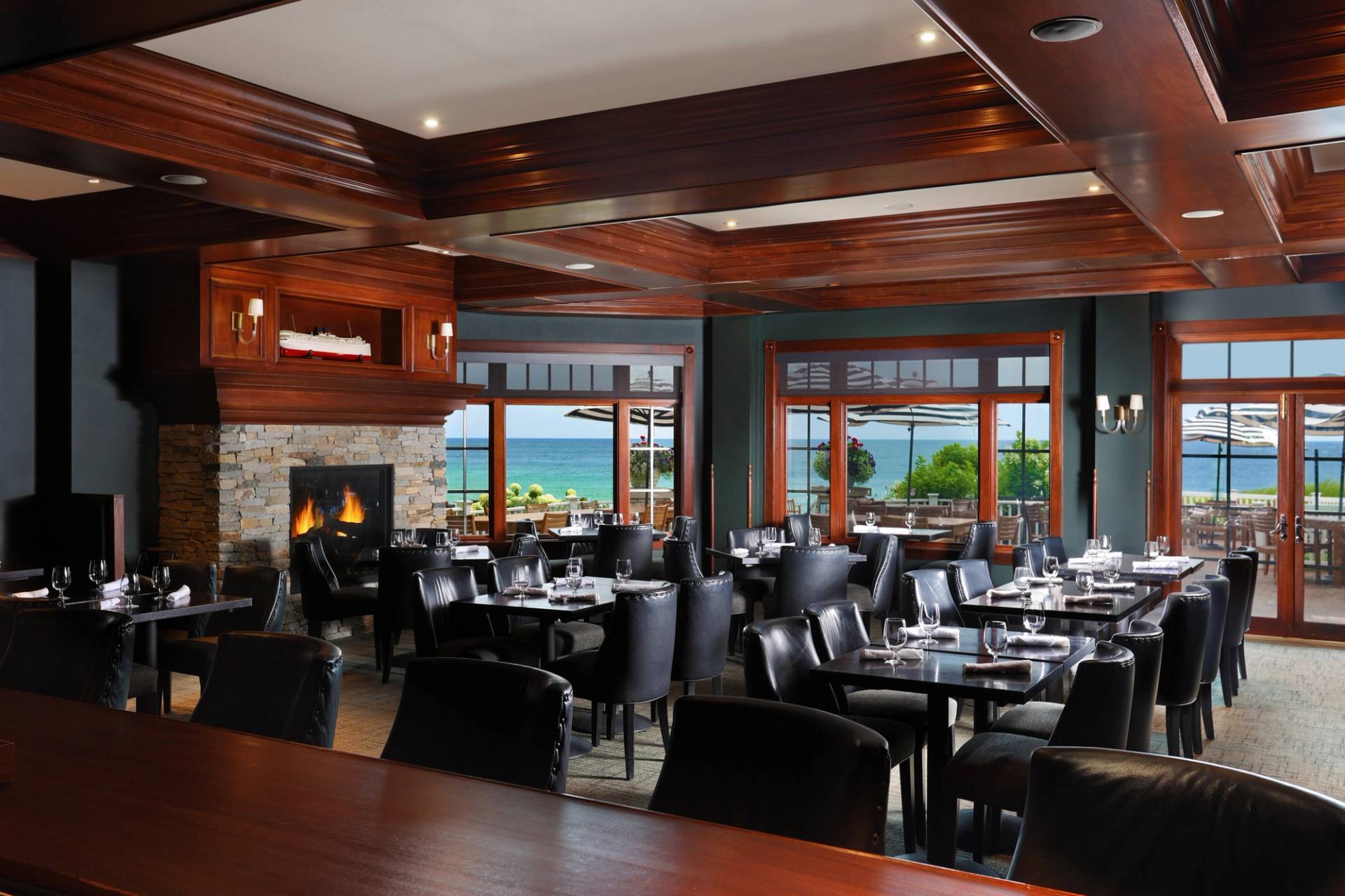 Vintage dining room with Lake Michigan view