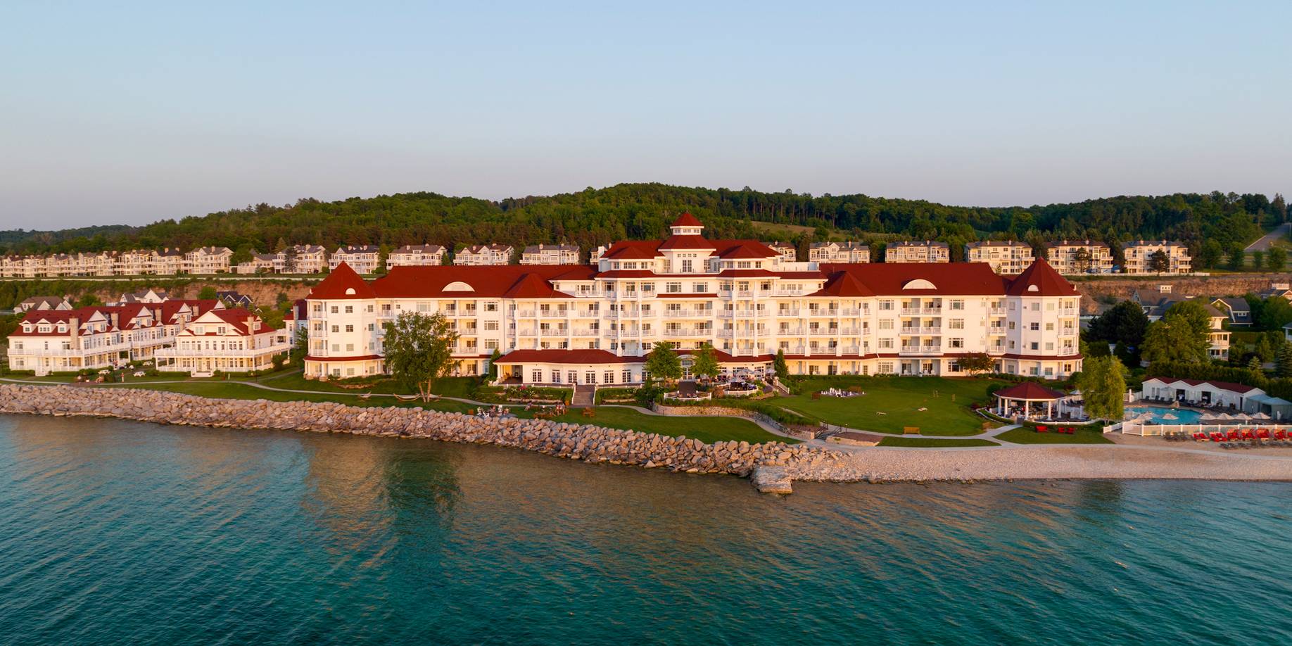 Inn at Bay Harbor summer aerial view from water