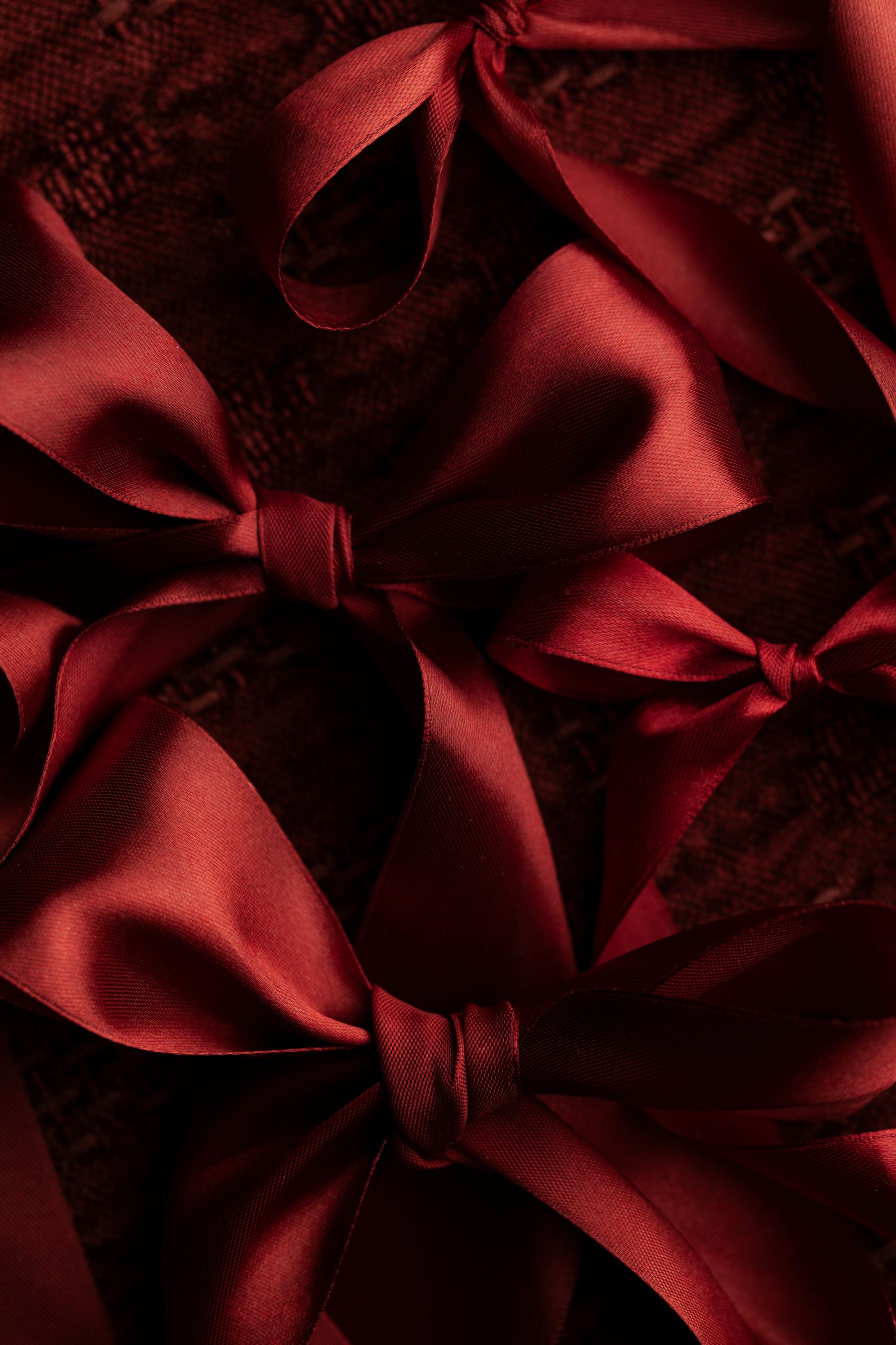 Deep red holiday bow detail