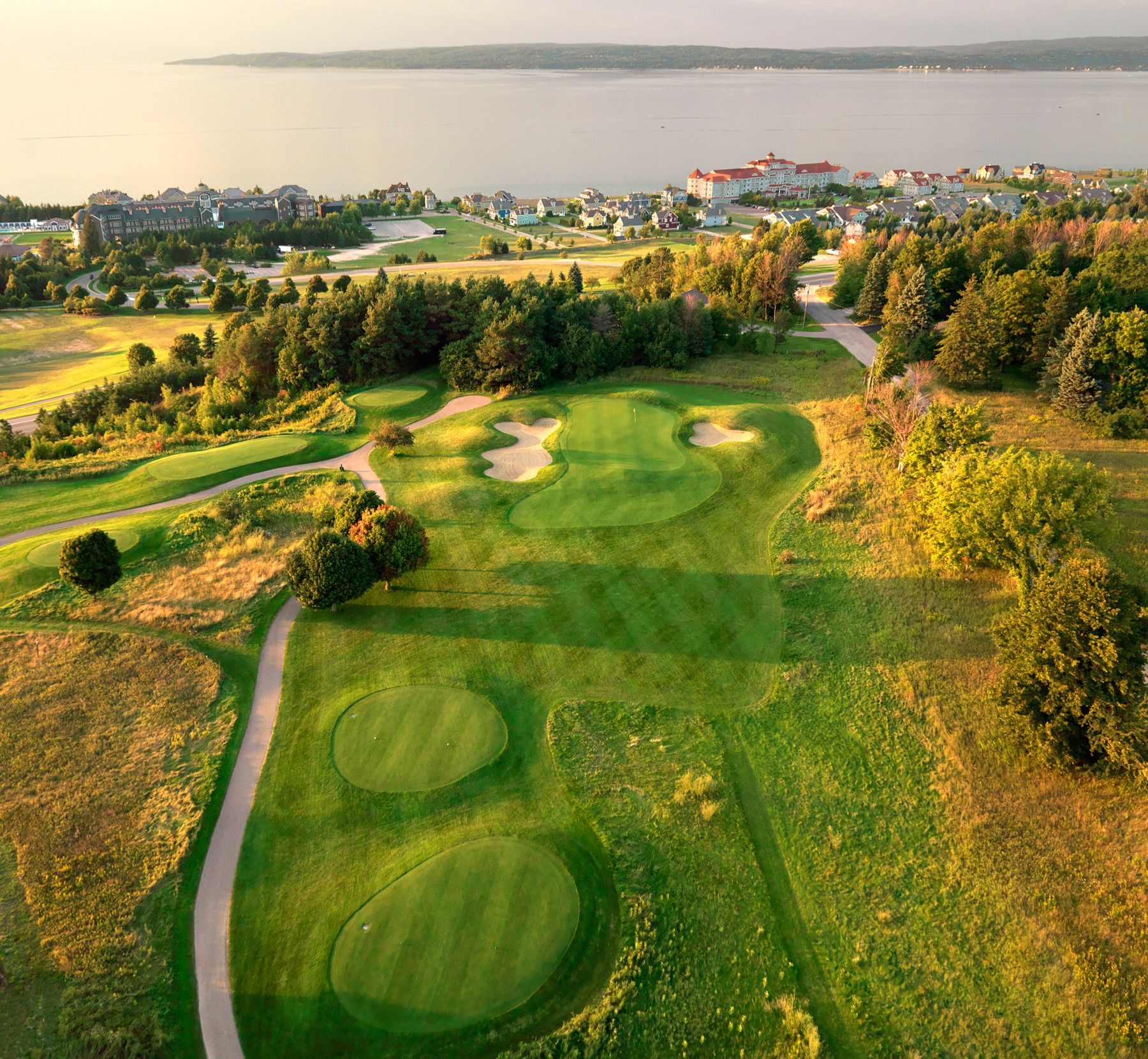 A fall view of Crooked Tree Golf Club, Bay Harbor on Lake Michigan
