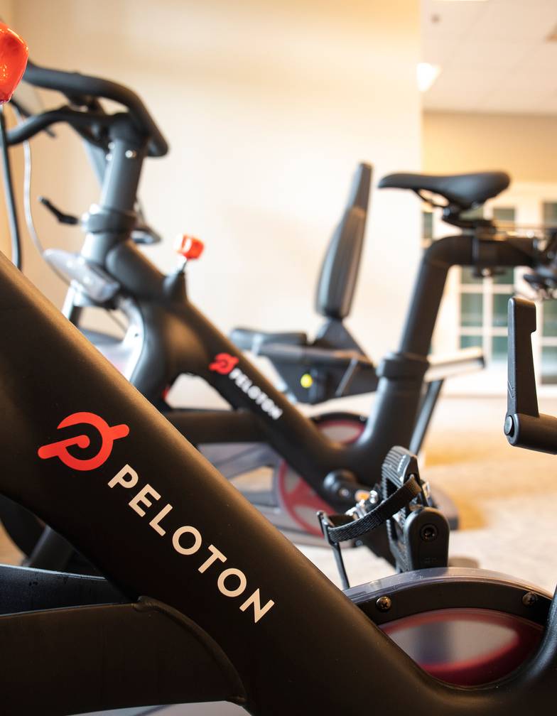 Peloton bikes detail, Inn at Bay Harbor fitness center