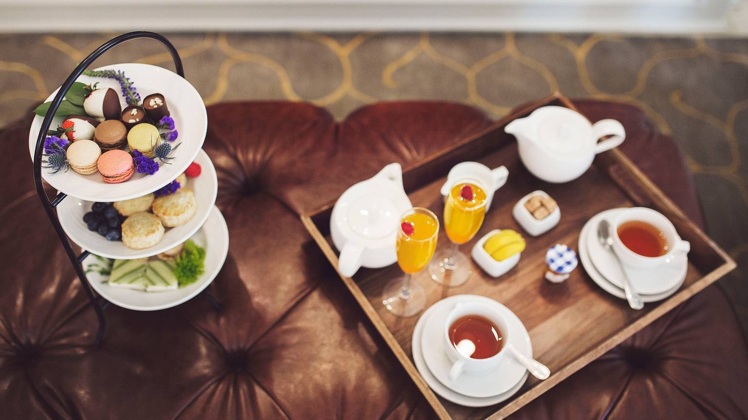 A top down view of an Afternoon Tea tray