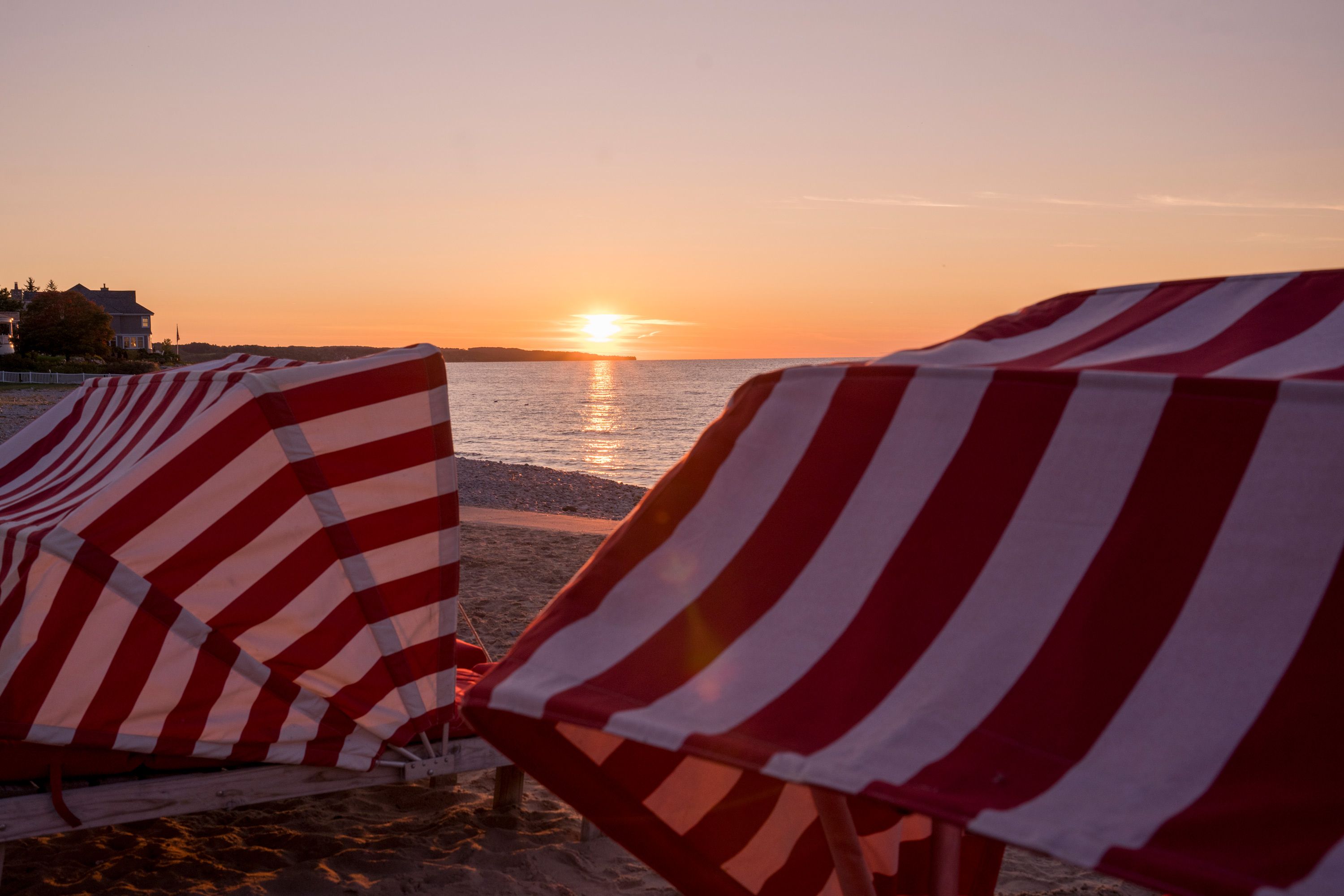Inn at Bay Harbor beach cabanas, sunset