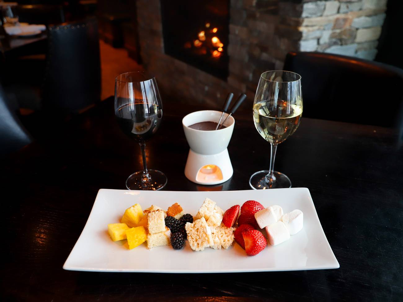 Chocolate fondue and wine for two, Vintage Chophouse