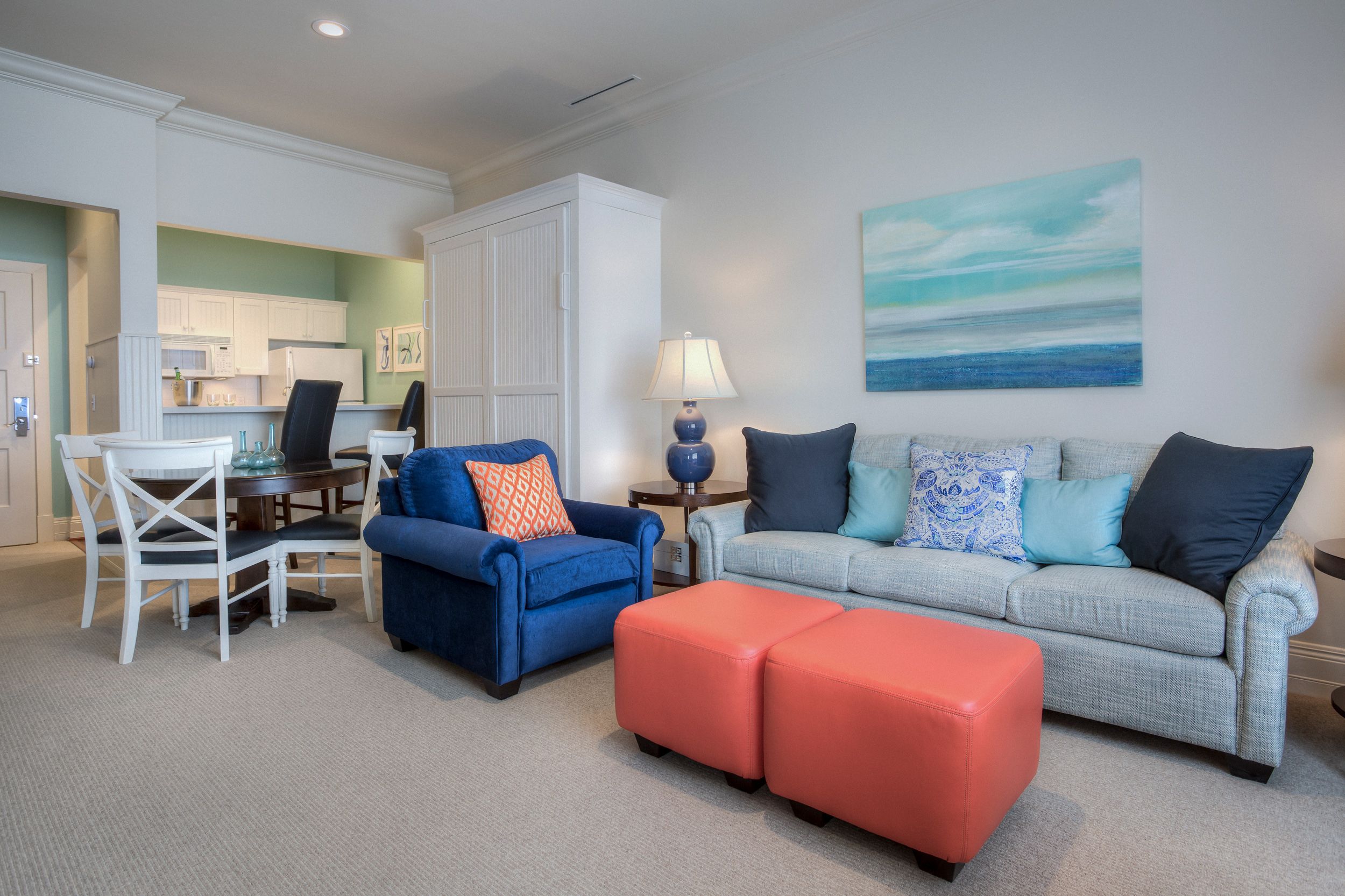 Master Suite, Inn at Bay Harbor, open living area seating, dining area, and kitchen