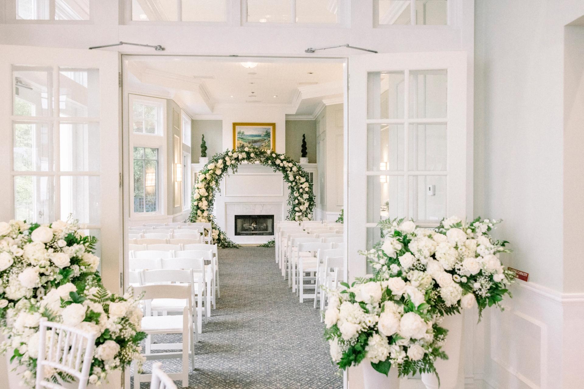 Floral ceremony setup, The Preserve Room at Bay Harbor Golf Club