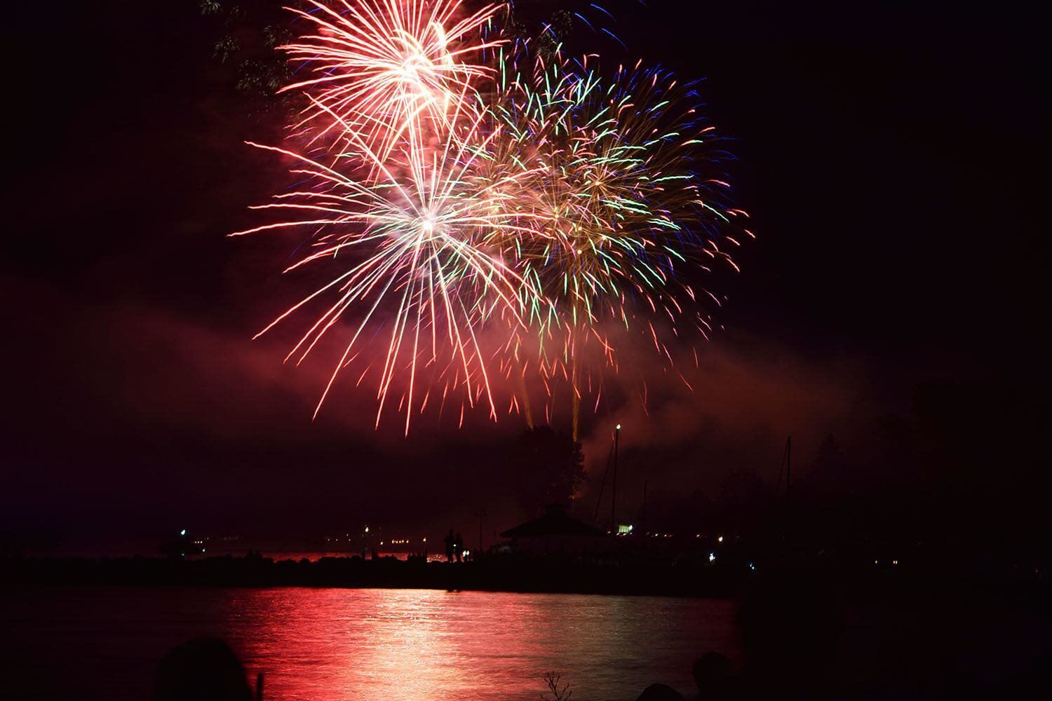 Colorful fireworks over Lake Michigan