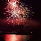 Colorful fireworks over Lake Michigan