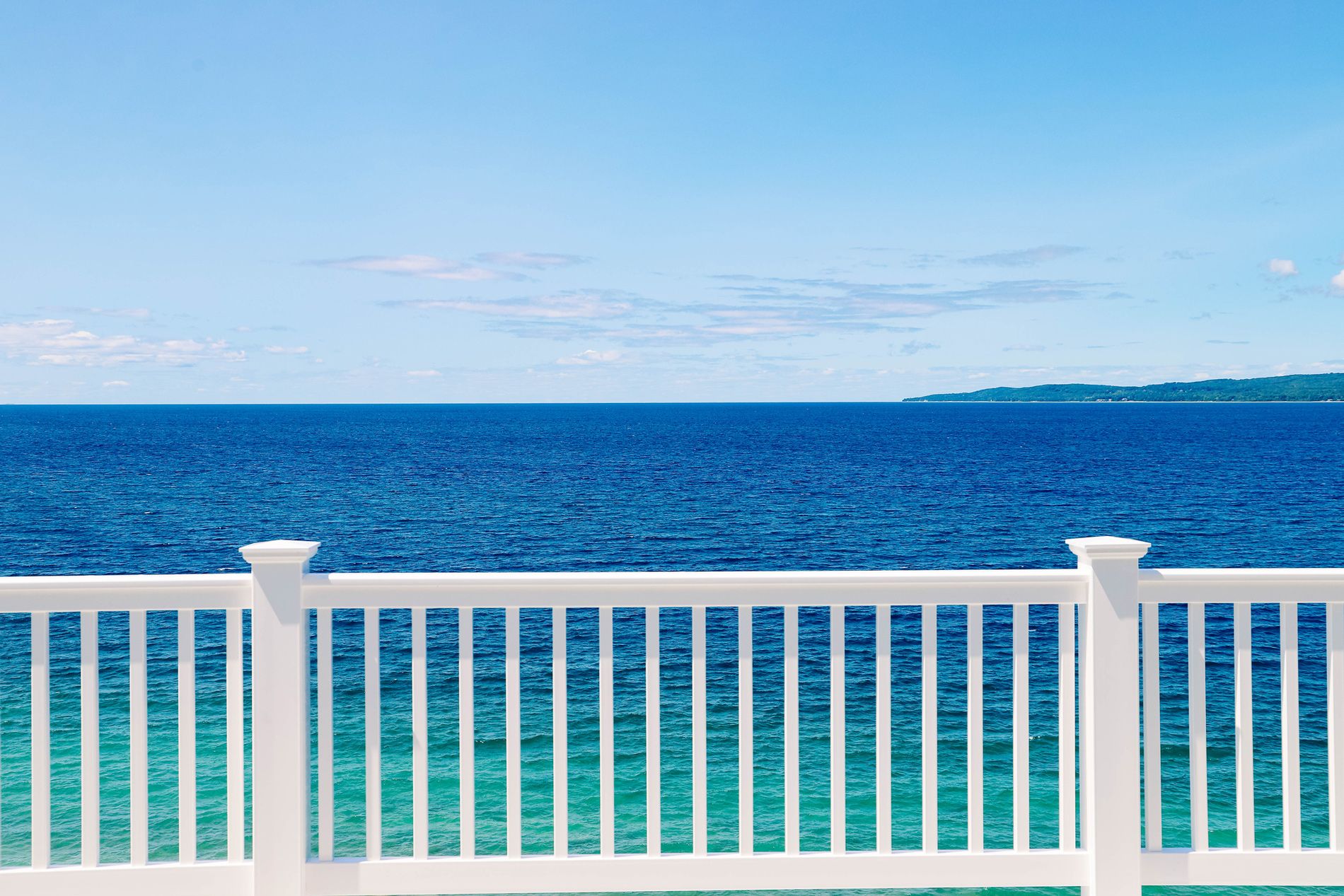 Stunning blue colors from a balcony overlooking Lake Michigan