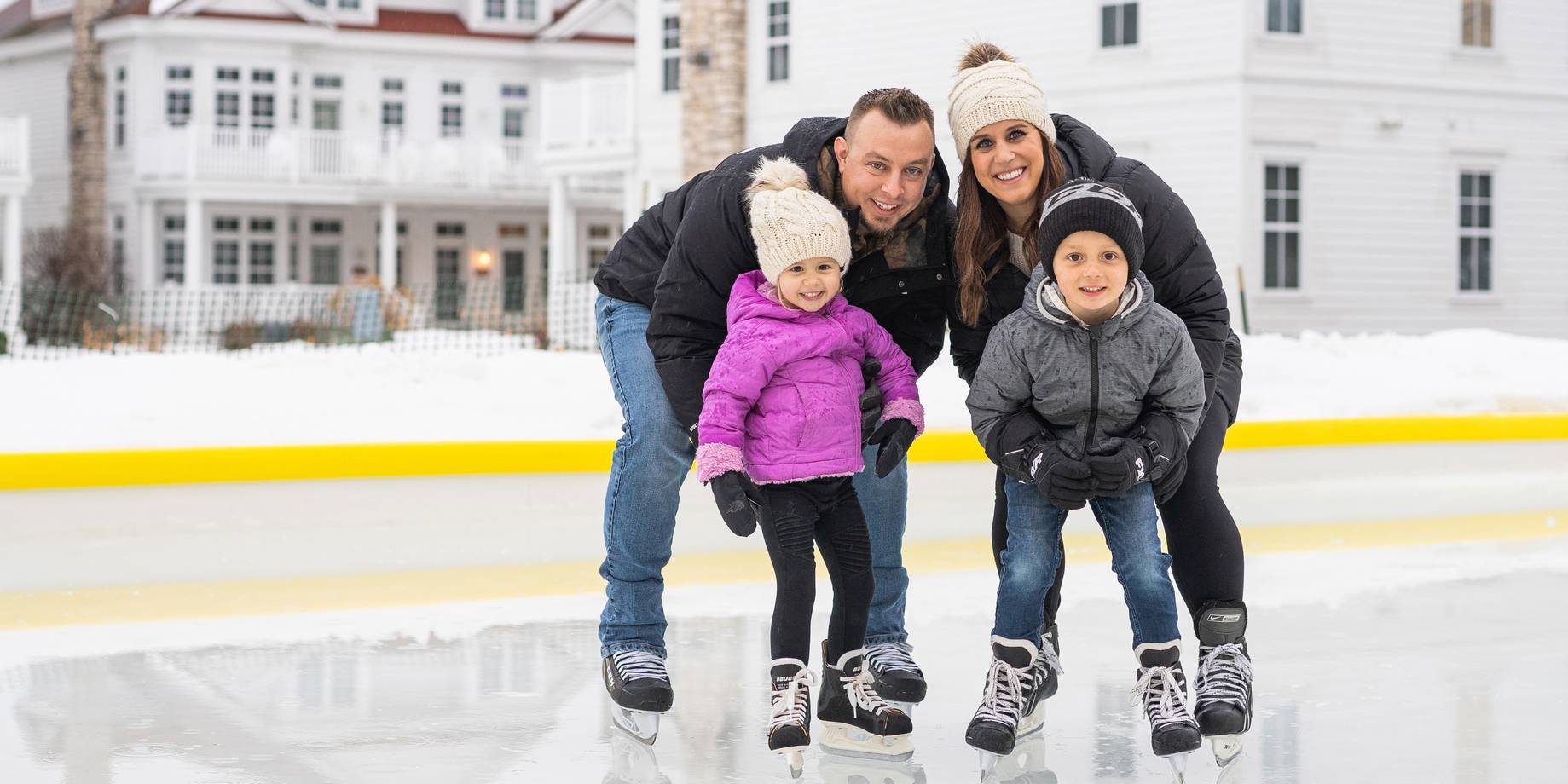 Family ice skating, Cottages at Bay Harbor