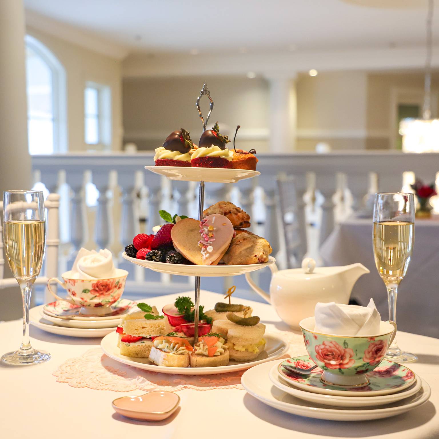 Valentine's Day tea service with champagne, Inn at Bay Harbor