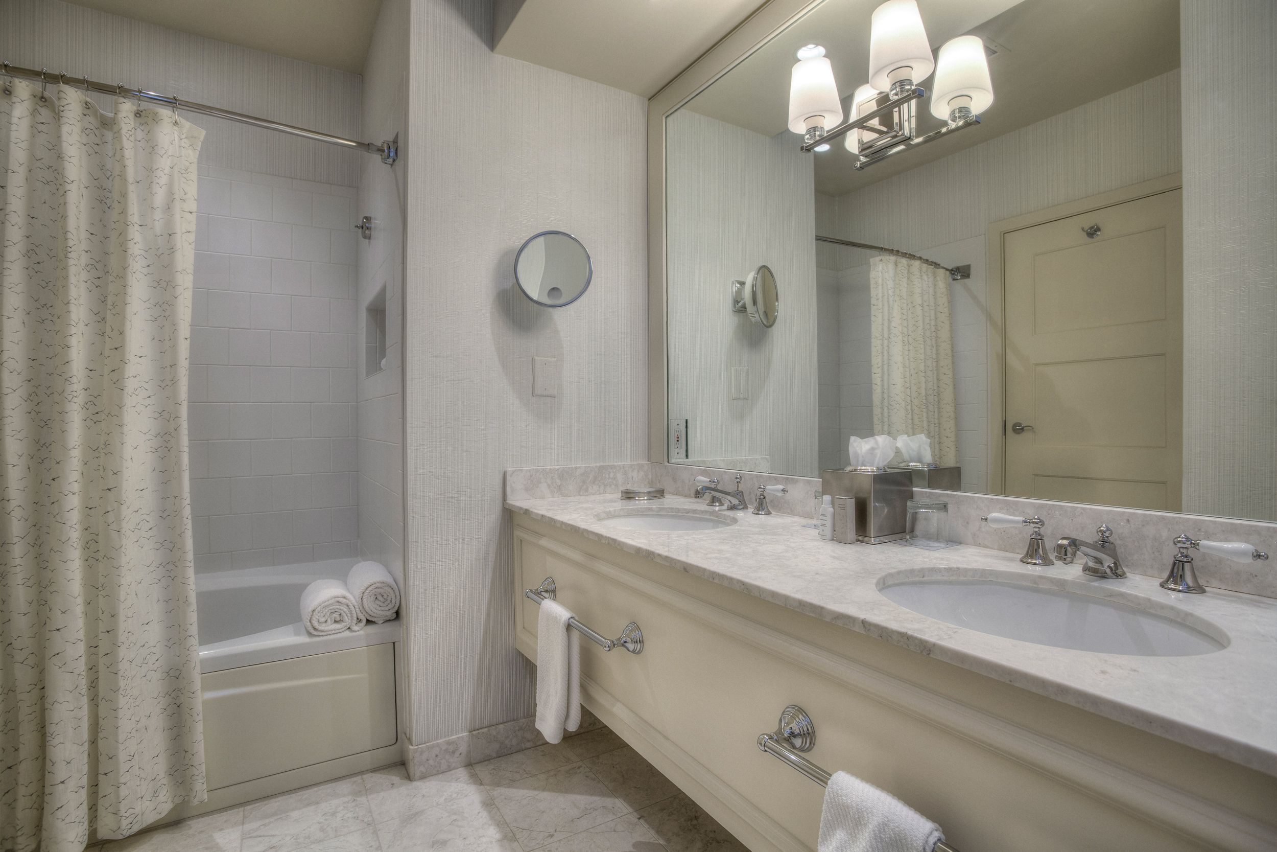 Master Suite, Inn at Bay Harbor, marble bathroom with double sinks, tub