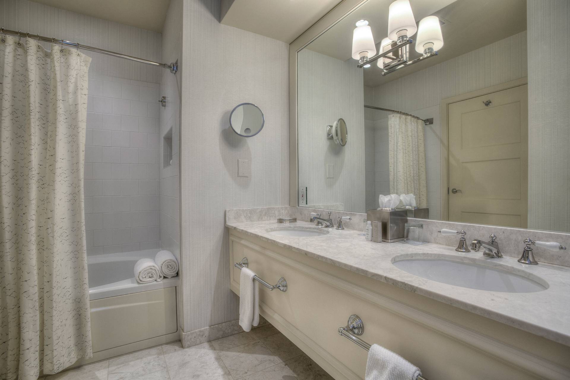 Master Suite, Inn at Bay Harbor, marble bathroom with double sinks, tub