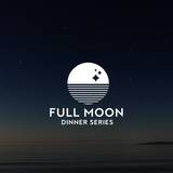 Full Moon Dinner Series logo over the night sky on Little Traverse Bay.