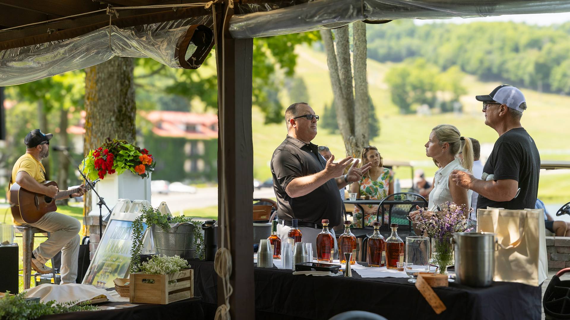 People gather to taste bourbon