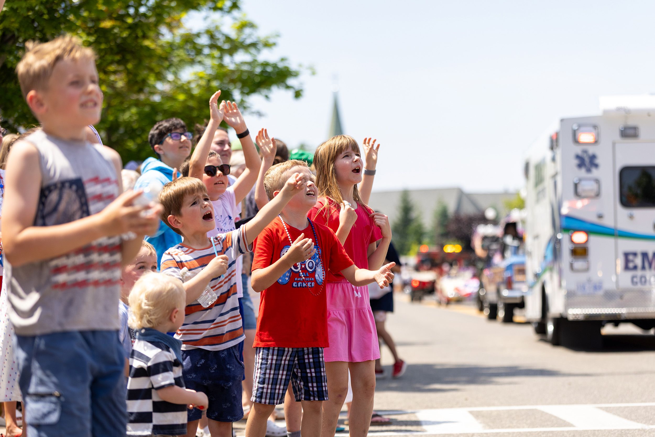 Groups of kids at the Harbor Springs parade