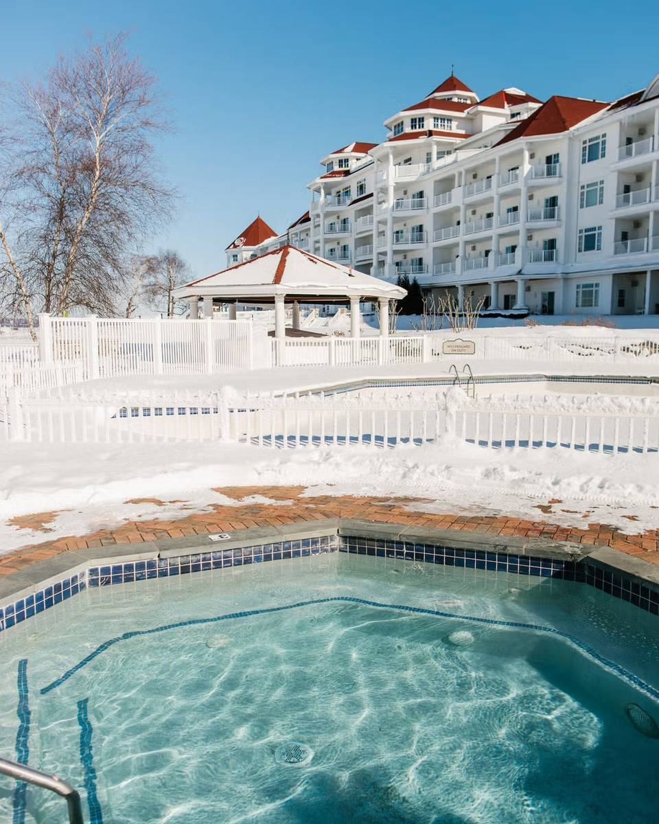 A hot tub at The Inn at Bay Harbor during Winter