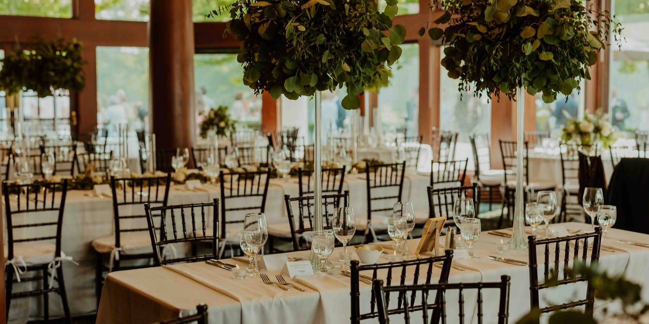 A table setup for a wedding reception at Country Club of Boyne