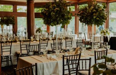 A table setup for a wedding reception at Country Club of Boyne