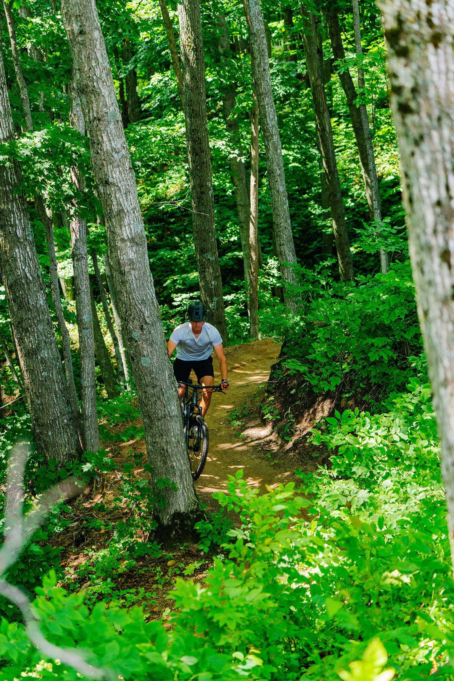 A mountain bikers on the Dirty Dancing Bike Trail