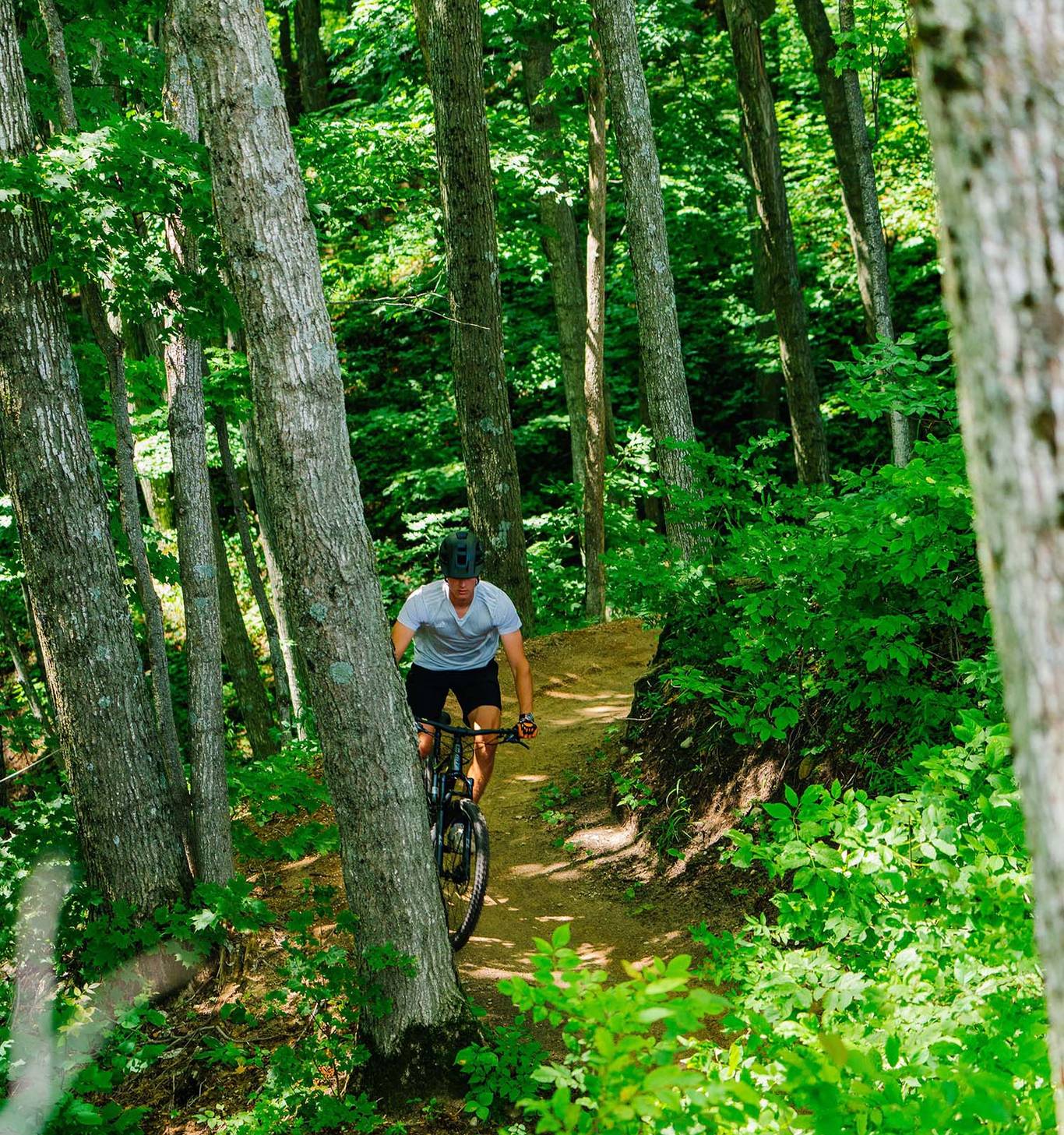 A mountain bikers on the Dirty Dancing Bike Trail
