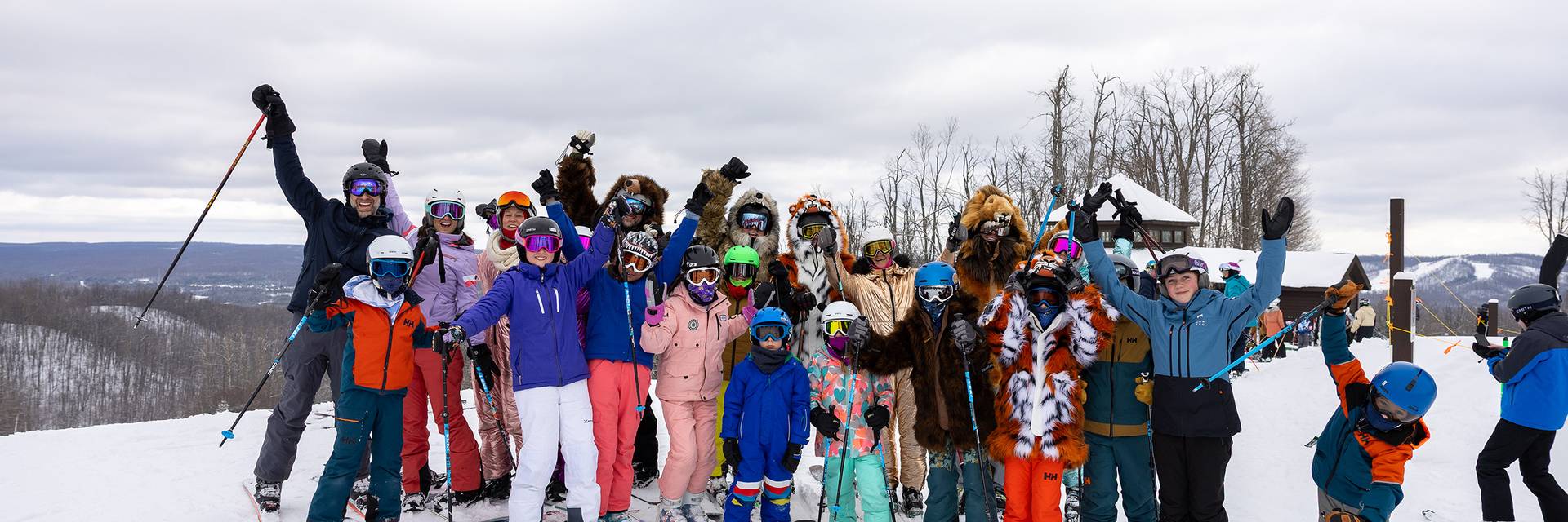 A group shot of skiers at North Peak