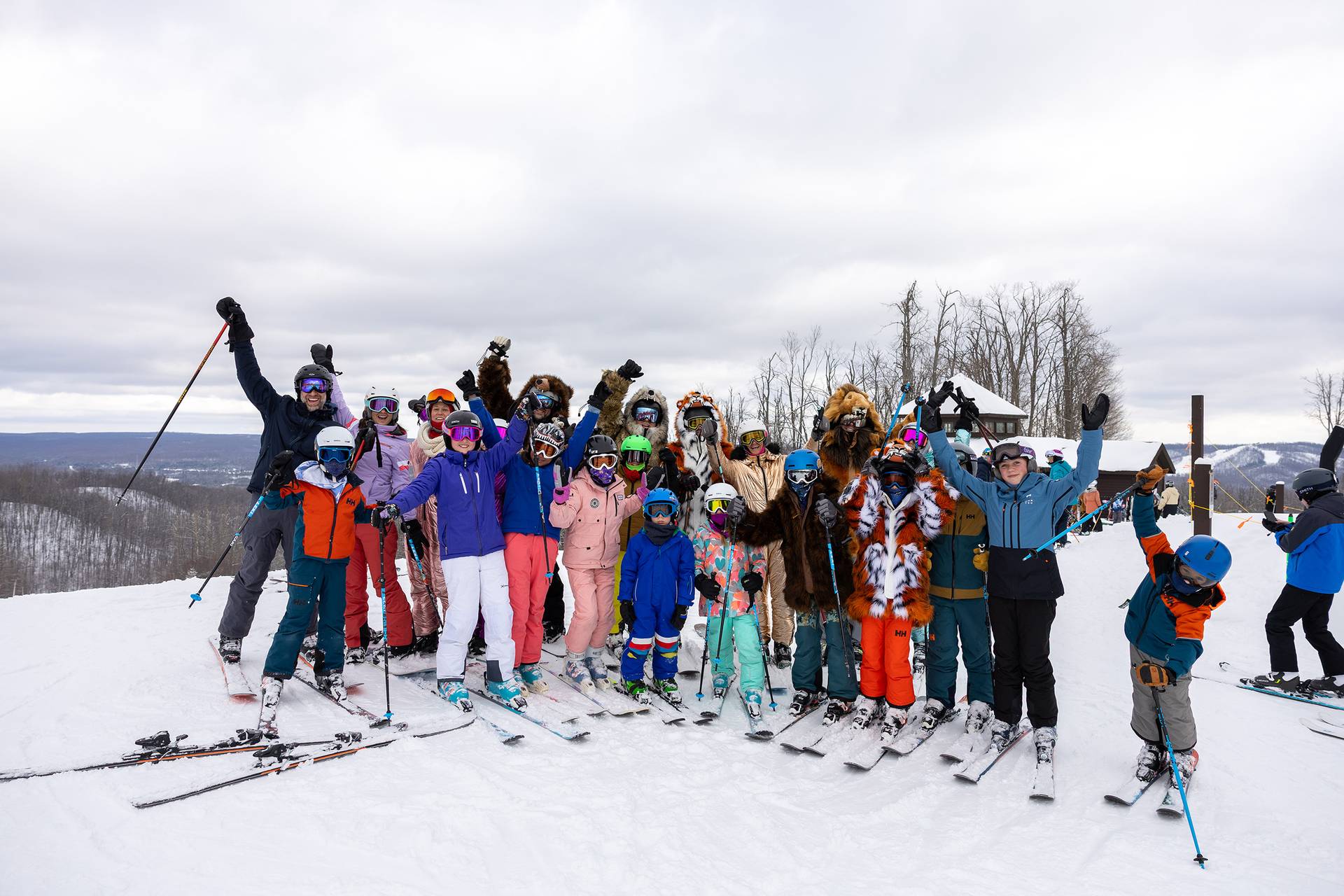 A group shot of skiers at North Peak