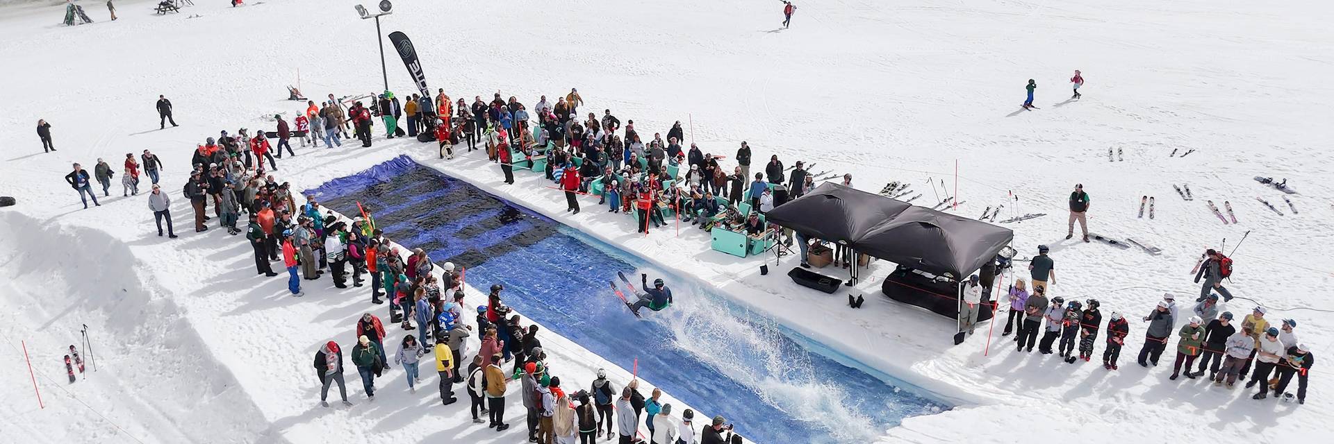 A drone shot of the slush cup event