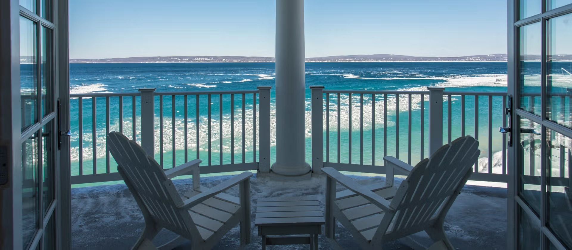 A balcony with Lake Michigan views