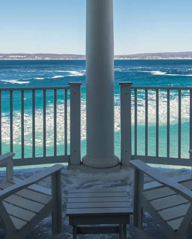 A balcony with Lake Michigan views