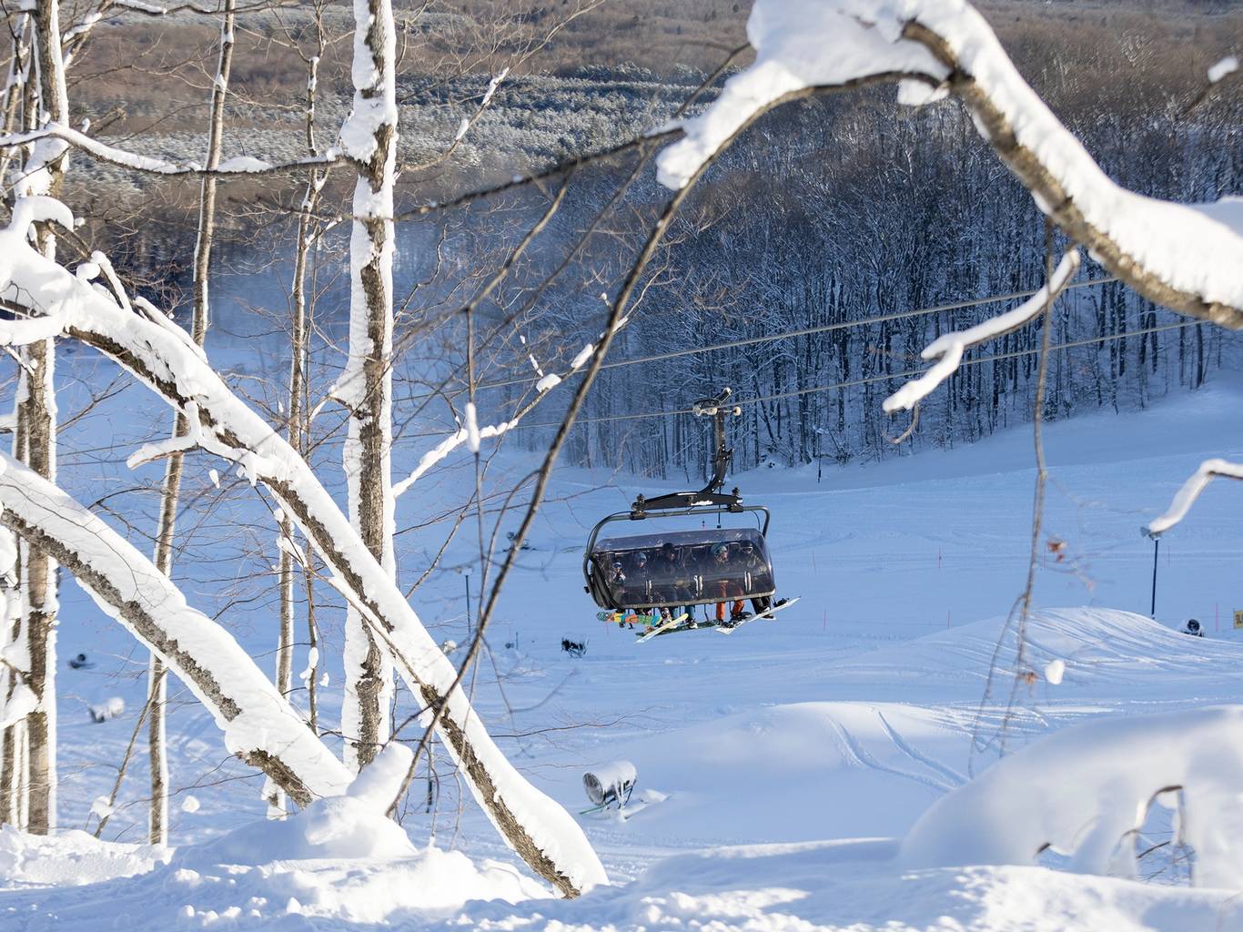 Camelot 6 chairlift in winter