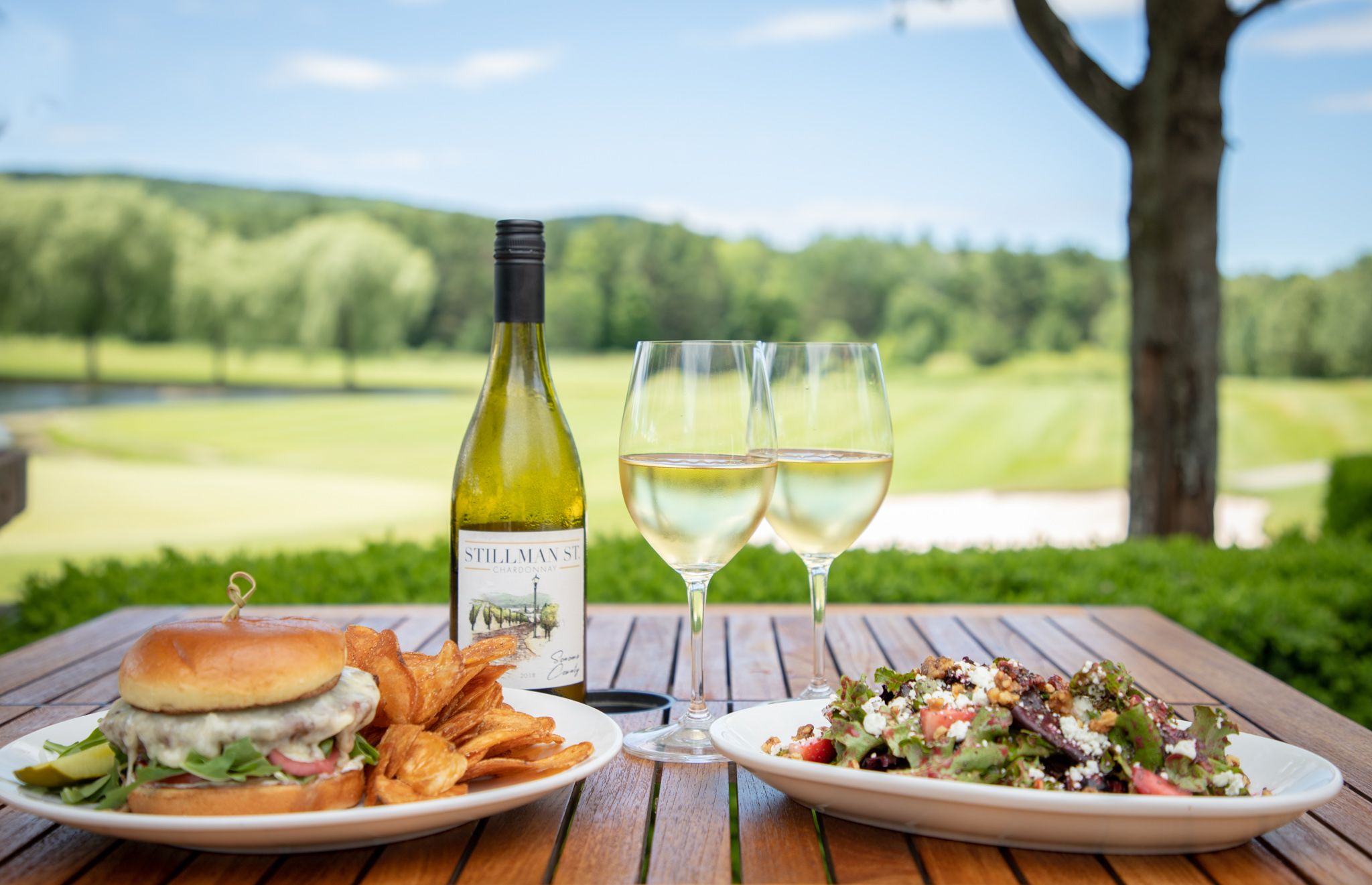A burger and salad at Seminole Pub at Country Club of Boyne